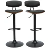 Tabourets de bar design réglables noir et bois foncé (lot de 2) VASCO