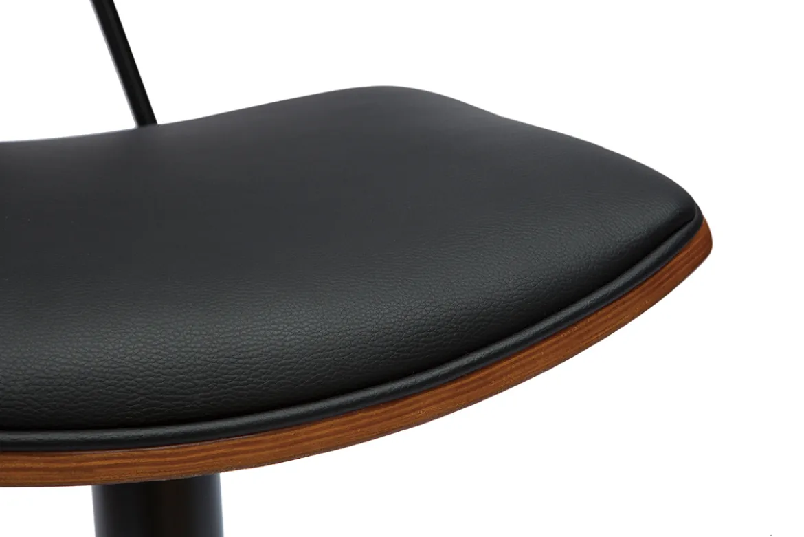 Tabourets de bar design réglables noir et bois foncé (lot de 2) VASCO