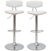 Tabourets de bar design réglables blanc et bois clair (lot de 2) VASCO