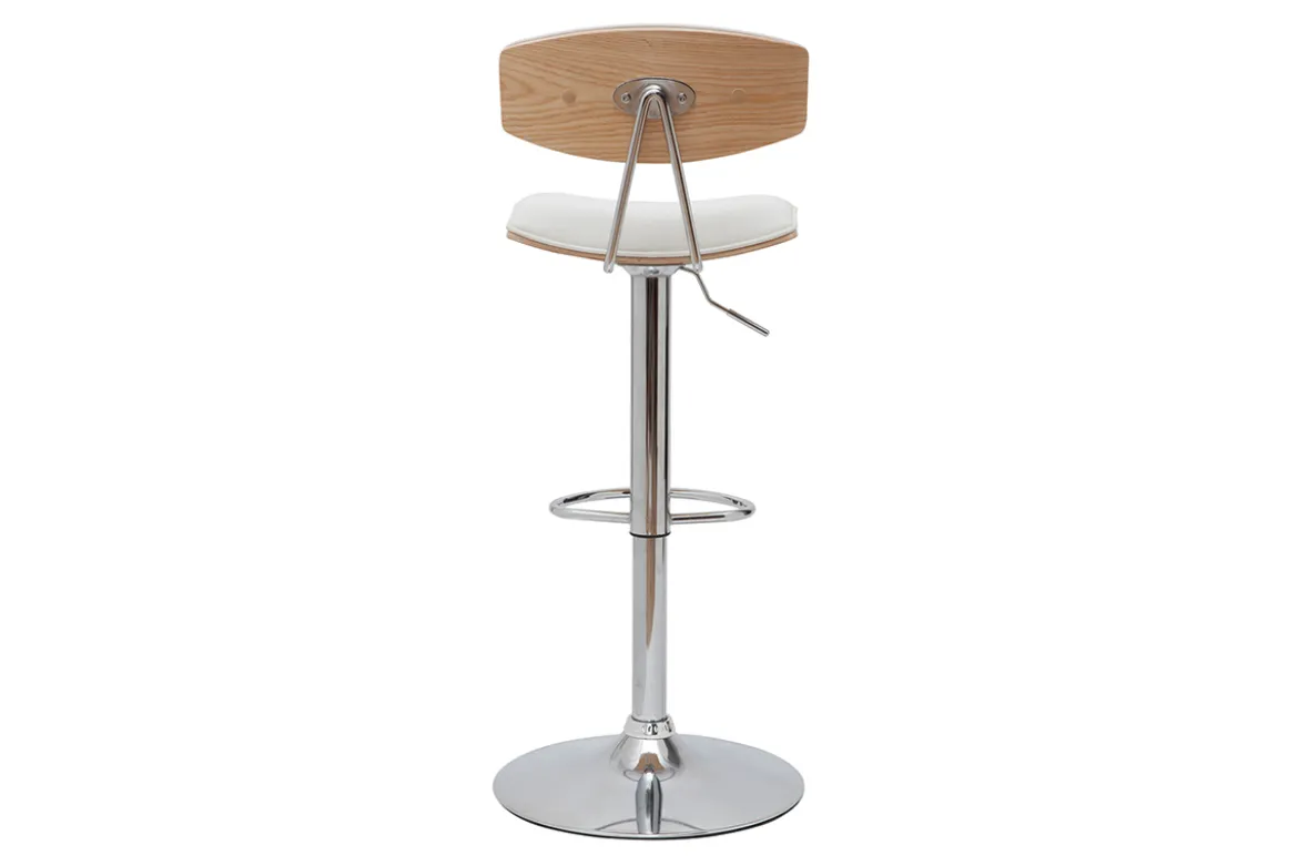 Tabourets de bar design réglables blanc et bois clair (lot de 2) VASCO