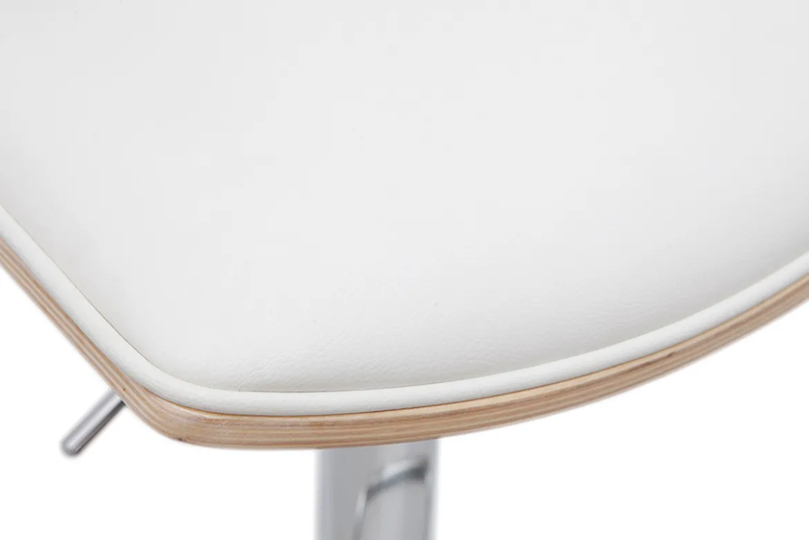 Tabourets de bar design réglables blanc et bois clair (lot de 2) VASCO
