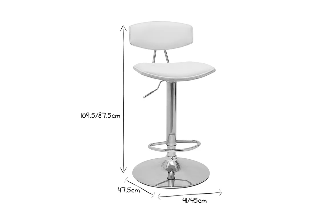 Tabourets de bar design réglables blanc et bois clair (lot de 2) VASCO