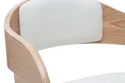 Tabourets de bar design réglables en polyuréthane blanc et bois clair (lot de 2) EUSTACHE