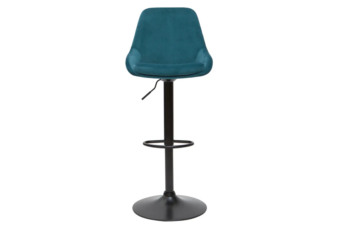 Tabourets de bar design réglables velours bleu pétrole (lot de 2) HOLO