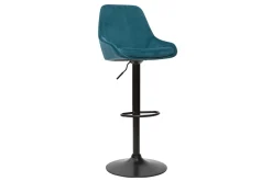Tabourets de bar design réglables velours bleu pétrole (lot de 2) HOLO