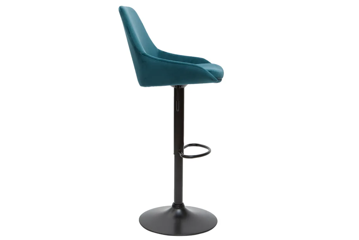 Tabourets de bar design réglables velours bleu pétrole (lot de 2) HOLO