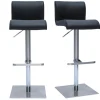 Tabourets de bar design réglables noir et inox brossé (lot de 2) SHEINA