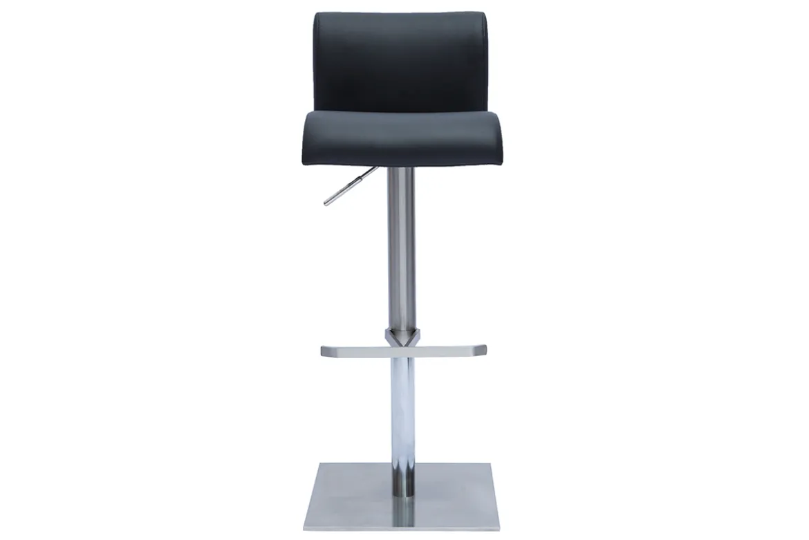 Tabourets de bar design réglables noir et inox brossé (lot de 2) SHEINA