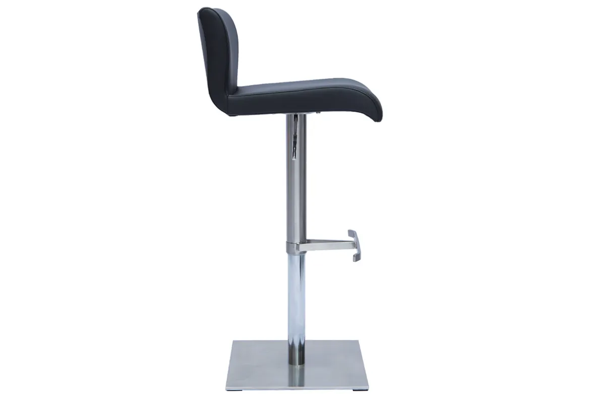Tabourets de bar design réglables noir et inox brossé (lot de 2) SHEINA