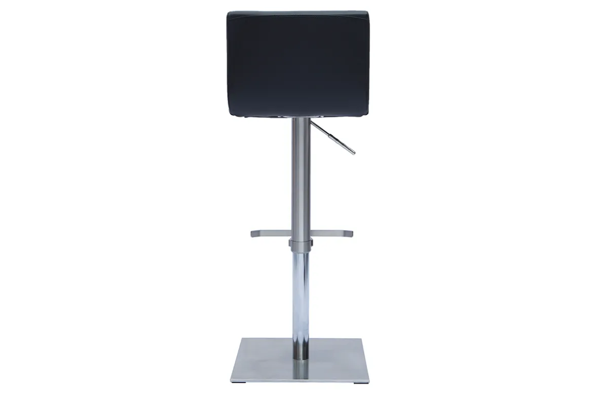 Tabourets de bar design réglables noir et inox brossé (lot de 2) SHEINA