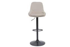 Tabourets de bar design réglables en tissu velours taupe et métal noir 360° (lot de 2) HOLO