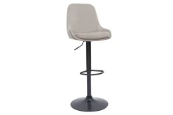 Tabourets de bar design réglables en tissu velours taupe et métal noir 360° (lot de 2) HOLO