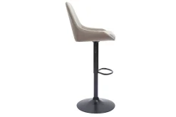 Tabourets de bar design réglables en tissu velours taupe et métal noir 360° (lot de 2) HOLO