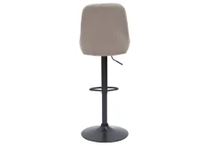 Tabourets de bar design réglables en tissu velours taupe et métal noir 360° (lot de 2) HOLO