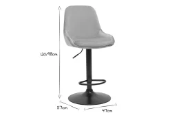 Tabourets de bar design réglables en tissu velours taupe et métal noir 360° (lot de 2) HOLO