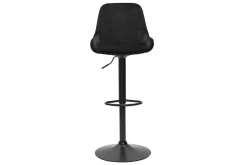 Tabourets de bar design réglables en tissu velours noir et métal noir 360° (lot de 2) HOLO