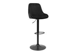 Tabourets de bar design réglables en tissu velours noir et métal noir 360° (lot de 2) HOLO