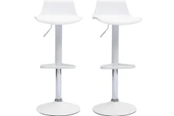 Tabourets de bar design réglables blancs 360° (lot de 2) KRONOS