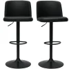 Tabourets de bar design réglables noirs et métal noir (lot de 2) MONTI