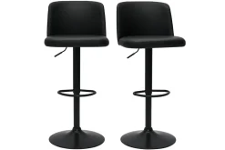 Tabourets de bar design réglables noirs et métal noir (lot de 2) MONTI