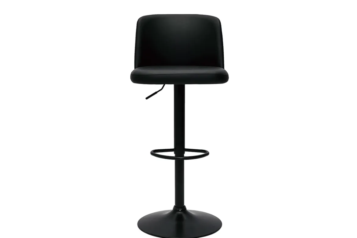 Tabourets de bar design réglables noirs et métal noir (lot de 2) MONTI