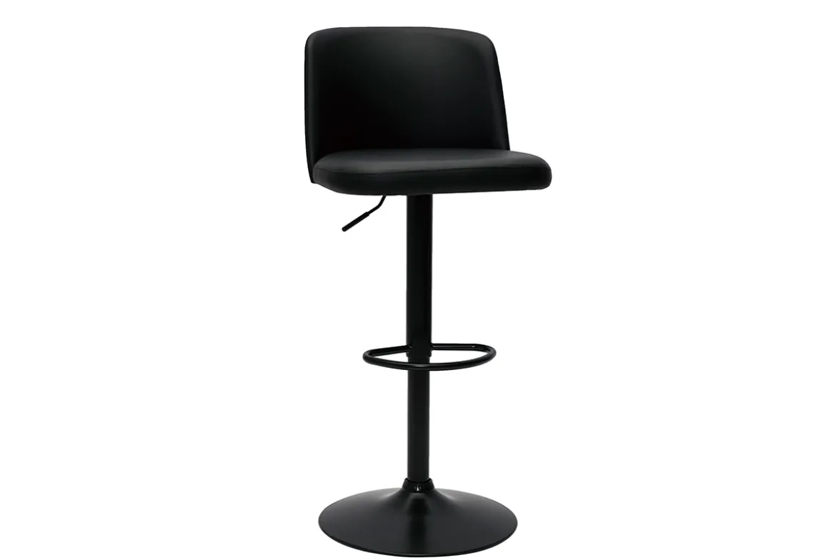 Tabourets de bar design réglables noirs et métal noir (lot de 2) MONTI