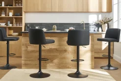 Tabourets de bar design réglables noirs et métal noir (lot de 2) MONTI