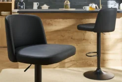 Tabourets de bar design réglables noirs et métal noir (lot de 2) MONTI