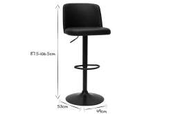 Tabourets de bar design réglables noirs et métal noir (lot de 2) MONTI