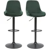 Tabourets de bar design réglables velours vert (lot de 2) HOLO