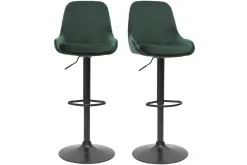 Tabourets de bar design réglables velours vert (lot de 2) HOLO