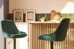 Tabourets de bar design réglables velours vert (lot de 2) HOLO