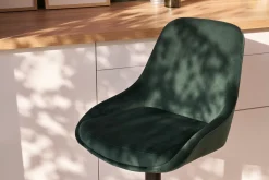 Tabourets de bar design réglables velours vert (lot de 2) HOLO
