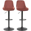 Tabourets de bar design réglables velours rouge tomette (lot de 2) HOLO