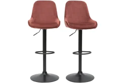 Tabourets de bar design réglables velours rouge tomette (lot de 2) HOLO