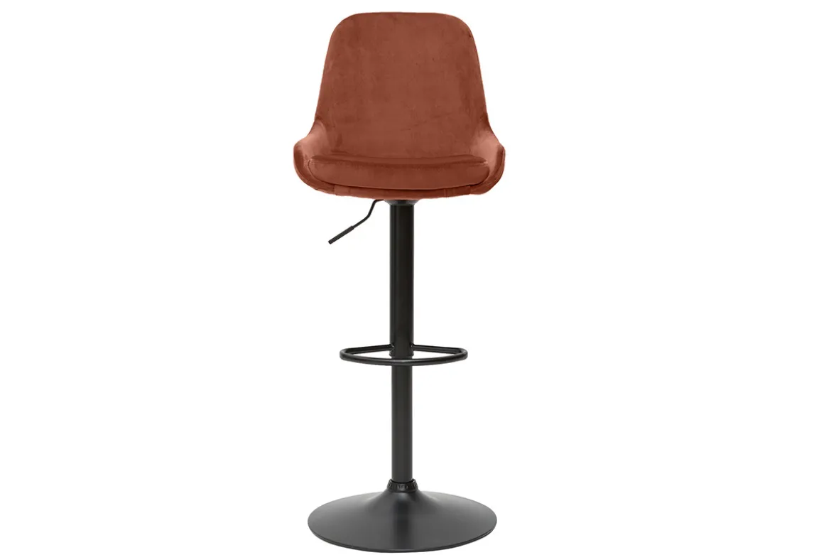 Tabourets de bar design réglables velours rouge tomette (lot de 2) HOLO