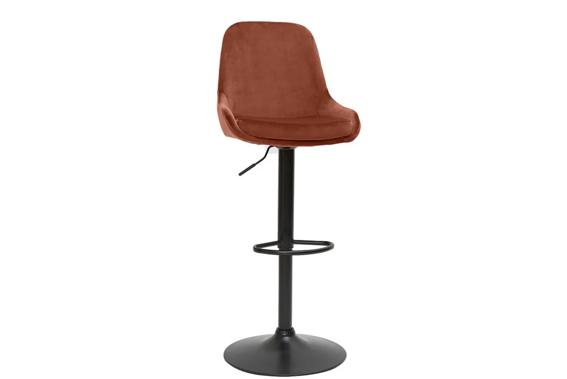 Tabourets de bar design réglables velours rouge tomette (lot de 2) HOLO