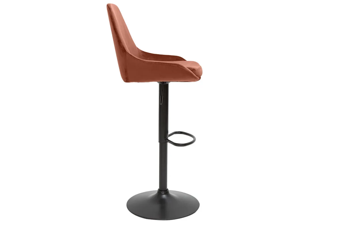 Tabourets de bar design réglables velours rouge tomette (lot de 2) HOLO
