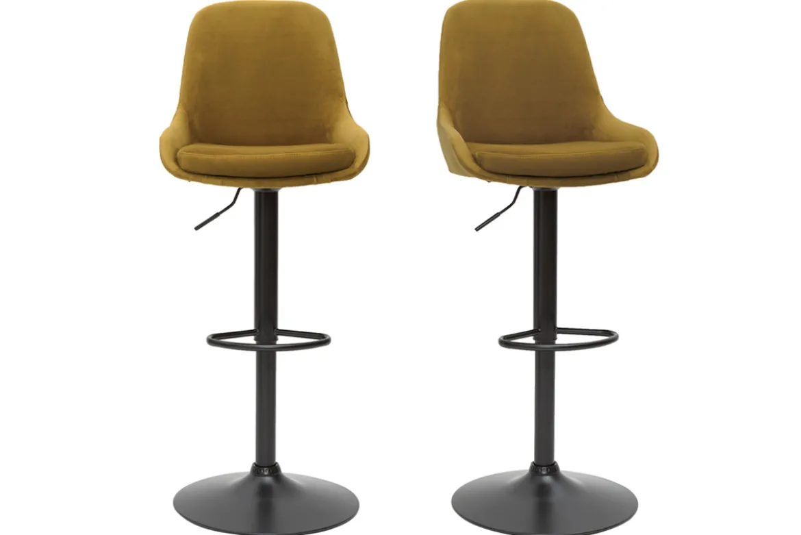 Tabourets de bar design réglables velours bronze (lot de 2) HOLO