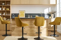 Tabourets de bar design réglables velours bronze (lot de 2) HOLO
