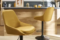 Tabourets de bar design réglables velours bronze (lot de 2) HOLO