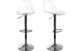 Tabourets de bar design réglables transparents (lot de 2) GALILEO
