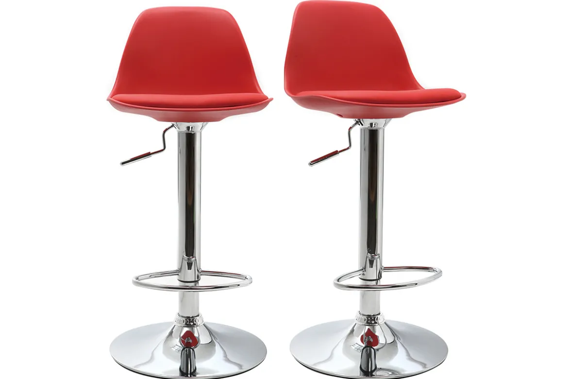 Tabourets de bar design rouges (lot de 2) STEEVY