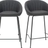 Tabourets de bar design tissu gris foncé 65 cm (lot de 2) SHERU