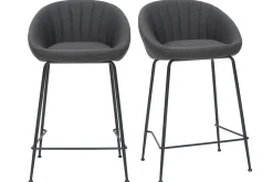 Tabourets de bar design tissu gris foncé 65 cm (lot de 2) SHERU