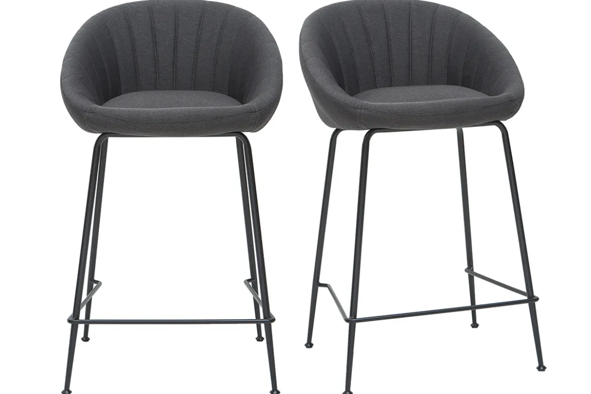 Tabourets de bar design tissu gris foncé 65 cm (lot de 2) SHERU