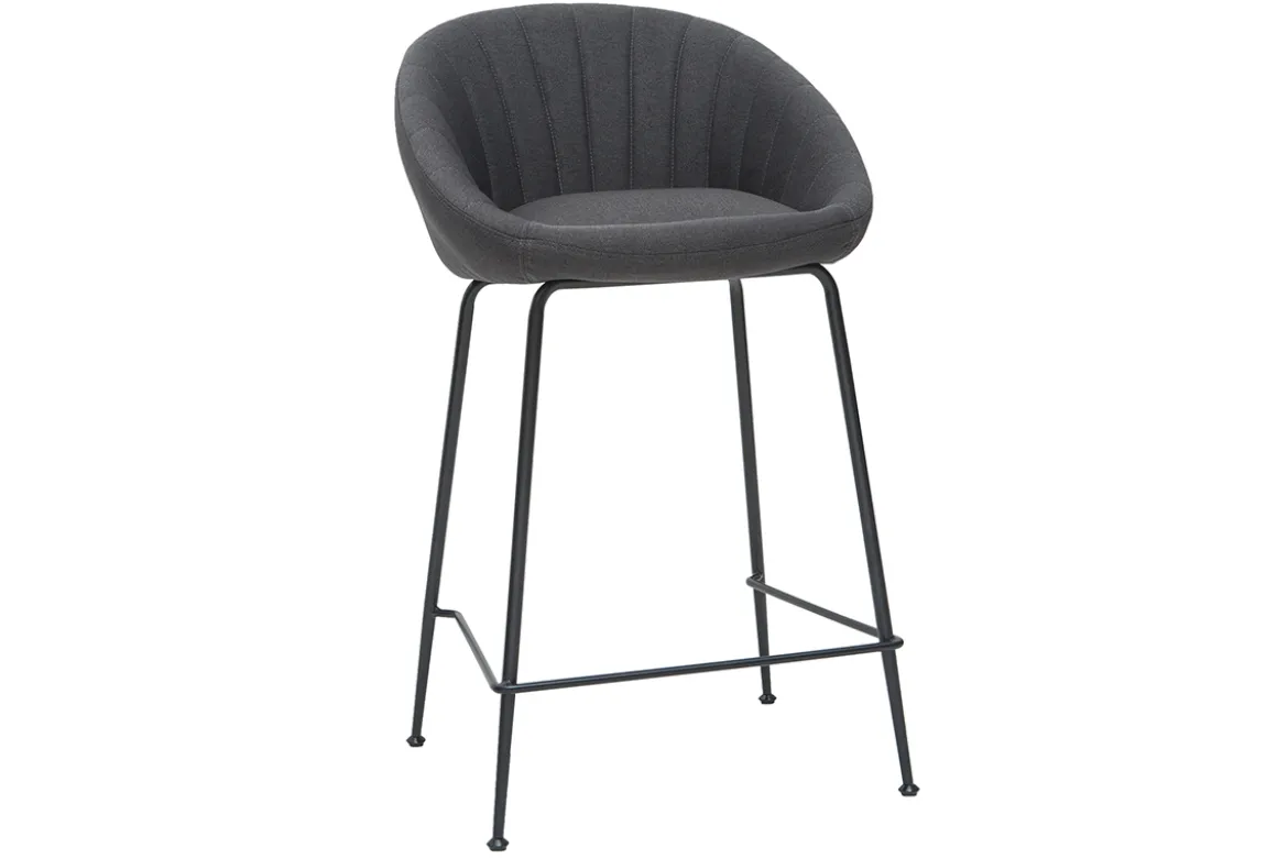 Tabourets de bar design tissu gris foncé 65 cm (lot de 2) SHERU