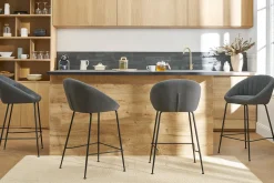 Tabourets de bar design tissu gris foncé 65 cm (lot de 2) SHERU