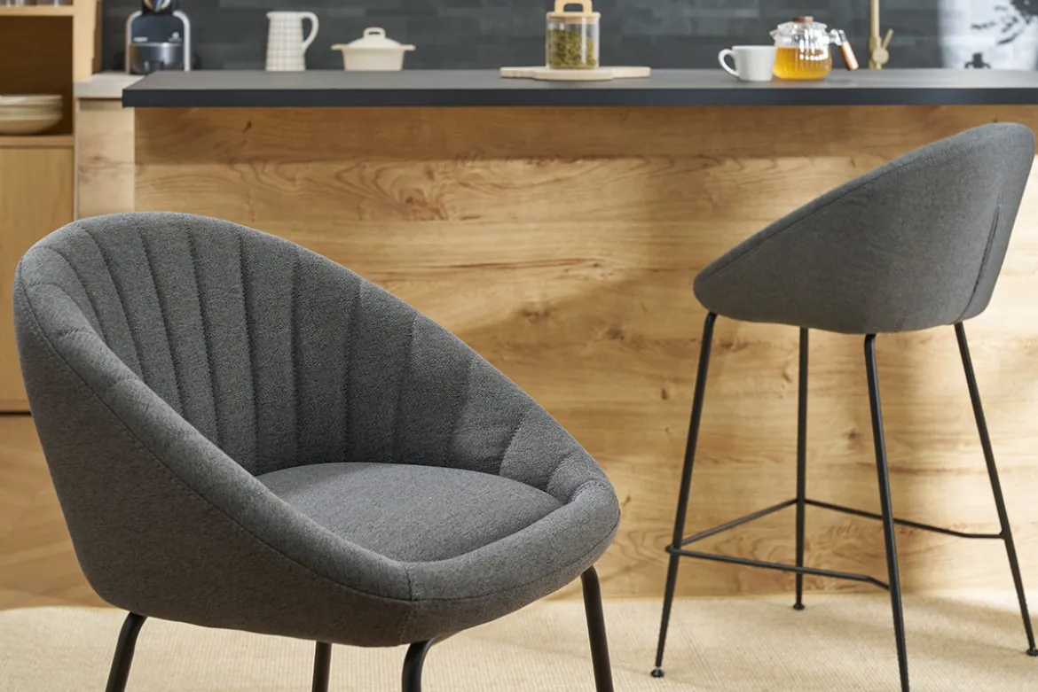 Tabourets de bar design tissu gris foncé 65 cm (lot de 2) SHERU