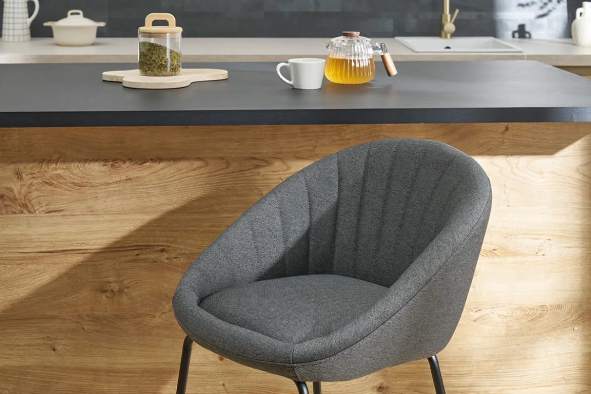 Tabourets de bar design tissu gris foncé 65 cm (lot de 2) SHERU
